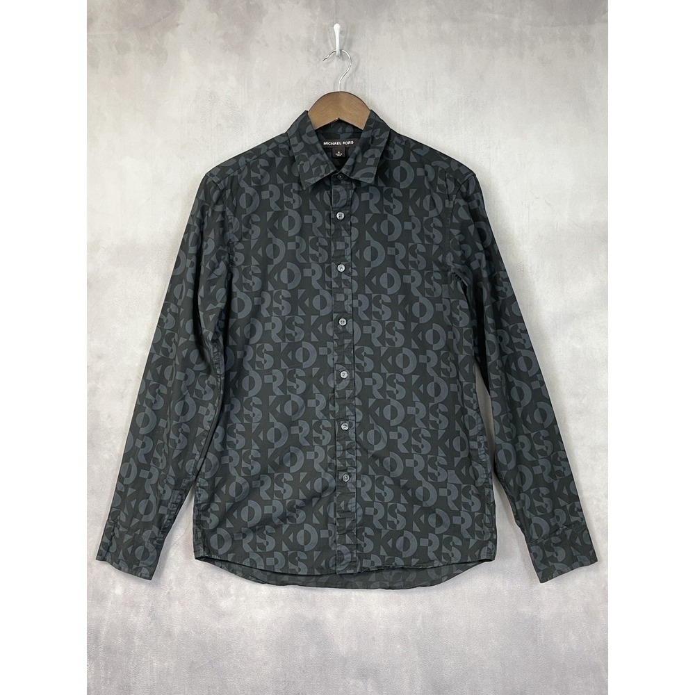 Michael Kors Button Down Shirt Mens Size S Cotton Monogram Logo Street Urban